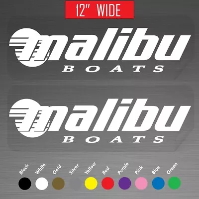 12  Malibu Boats Outboard Motor Marine Decals Vinyl Stickers Pair Set Of 2 • $23.99