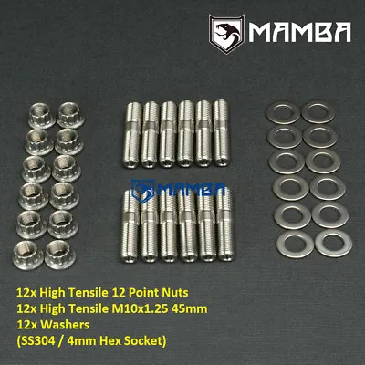 MAMBA CNC SS304 Stud Kit Turbo To Exhaust Manifold & Dump Pipe MHI 4G63T EVO 1~9 • $114.60