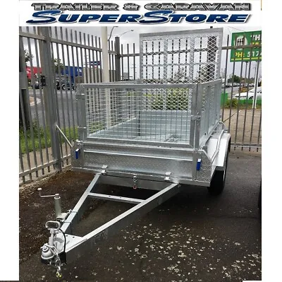 6x4 Single Axle Galvanised Gal Box Trailer Checkerplate With 2ft Cage And Ramp  • $2965