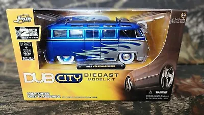 Jada Dub City 1:24 1962 Volkswagen Bus Van Diecast Model Kit Surfboard Flames D4 • $49.99