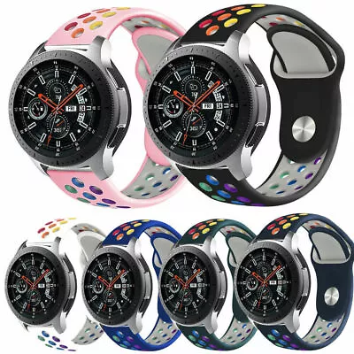 For Samsung Galaxy Watch 3 45mm / 46mm / Gear S3 Silicone Rainbow Watch Band  • $13.99