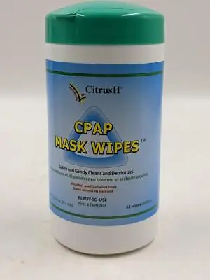 Two (2) Citrus II CPAP Mask & Tube Cleaning Wipes - 62 Wipes Per Pack (each) NEW • $24.99