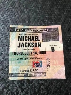 Michael Jackson Ticket Wembley Stadium 14/07/88 Bad Tour  #13089 • £26