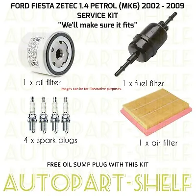 Ford Fiesta 1.4 Zetec 02-09 Service Kit Filters (mk6) Petrol Oil Air Fuel Plugs • £34.49