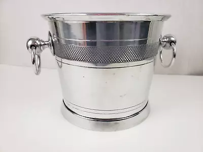 Pottery Barn Wine Chiller Ice Hotel Bucket Silver Dual Handles Bar Accessories • $39.95