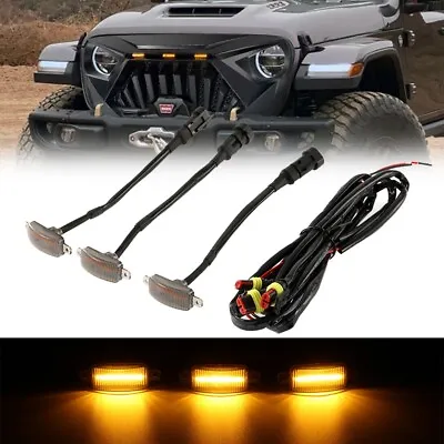 3PCS Front Grille Light Amber LED For 2018-2022 Jeep Wrangler JL Gladiator JT • $19.89