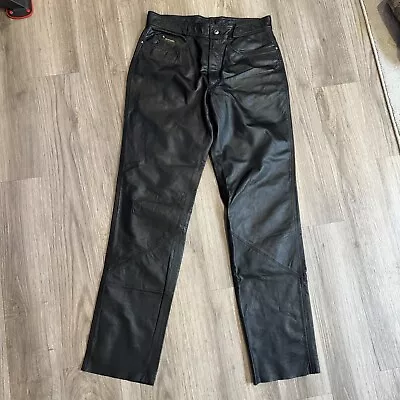 Men’s Vintage Harley Davidson Black Leather Pants Size 36 (FIT SMALLER!!!!) • $75