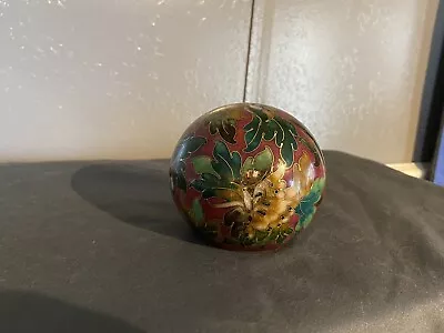 Vintage Kuo's Designs Cloisonne Enamel Floral Butterfly Paperweight • $10