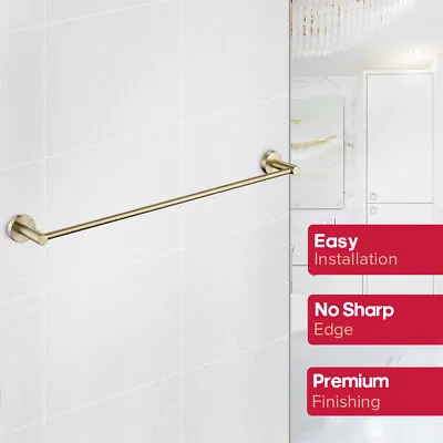 Single Towel Rail 600mm Holder Brushed Gold 304 Stainless Steel Wall Mounted • $35.99