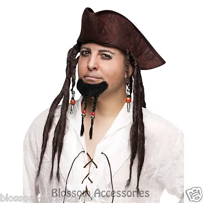 A323FW Pirates Of Caribbean Jack Sparrow Black Braided Goatee With Beads • $8.50