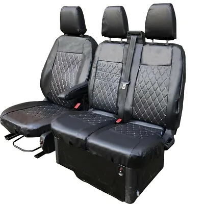 FULLY TAILORED LEATHER QUILTED SEAT COVERS For FORD TRANSIT 2014 On  • $96.62