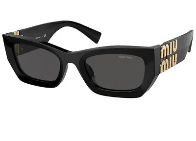 Miu Miu Sunglasses MU09WS 1AB5S0 Black Gold Dark Grey Lens Women Authentic • $249