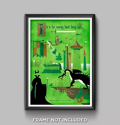 Cinderella Print Poster Disneyland Disney World Maleficent Dragon Art Decor 3177 • $29.95