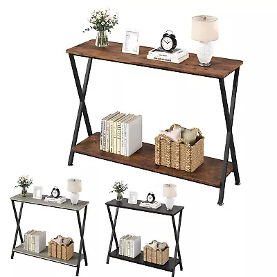 2-Tier Narrow Console Table Sofa Side Table Storage Shelf For Entryway Hallway • $46.91