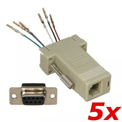 5 Pack - DB9 9-Pin Serial RS232 Female To RJ12/RJ11 Phone 6P6C Modular Adapter • $12.49