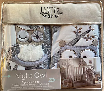 $99.99 • Buy Levtex Baby Night Owl 5 PC Crib Bedding Set NEW