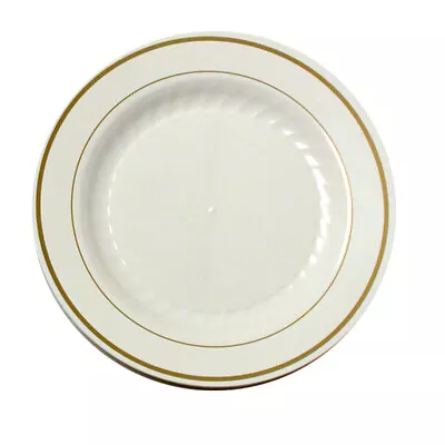 WNA MP75IPREM Masterpiece Ivory 7.5  Plastic Plate With Gold Trim 10/15 Cs • $118.39