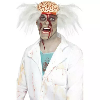 Men's Scalped Mad Scientist White Wig With Exposed Bloody Brain • $19.99