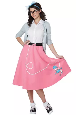 50s Pink Poodle Skirt Grease Pink Ladies Adult Costume • $9.50
