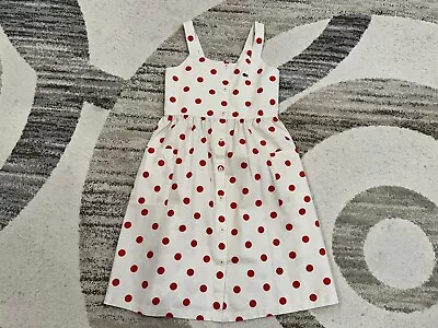 New Lacoste Youth Dress Polka-dot Ivory Red Pocket Button Girl's  Sz 12 Youth • £24.13