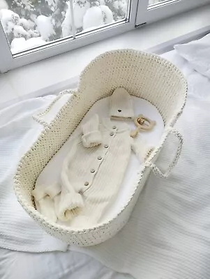 Ivory Baby Bassinet With Stand Moses Basket Baby Shower Gift • $194