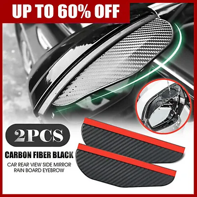 £2.70 • Buy Carbon Fiber Black Car SUV Rear View Side Mirror Rain Visor Guard Accessories X2
