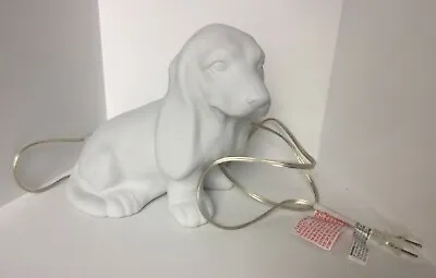 White Ceramic Dachshund Lamp Sitting Dog Mood Glow Lighting Table Lamp • $95