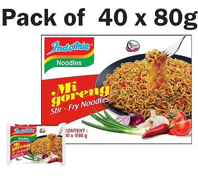 £19.49 • Buy Indomie Mi Goreng Stir Fry Noodles Quick Easy Fried Egg Tasty Meal Pack 40 X 80g