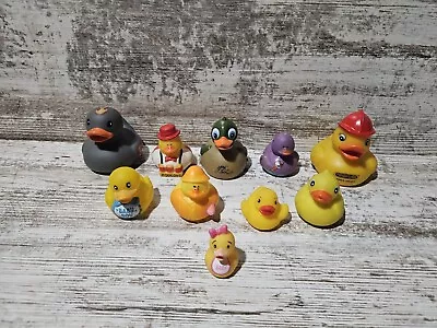 Lot Of 10 Rubber Ducks Dashboard Duckies Freightliner Flames Baby Popcorn • $7.65