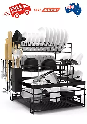 NEW Dish Drainer Rack 3 Tier Large Capacity Drain Board Rack With Drip Tray  • $80.95