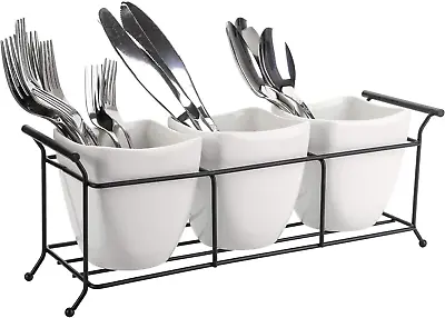 Metal Utensil Caddy Silverware Organizer Utensil Holder Cutlery Caddy Flatware S • $31.34