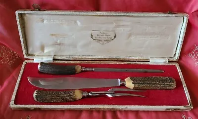 Vintage Ashberry Stag Horn Carving Knife Set Made In Sheffield England  • $120