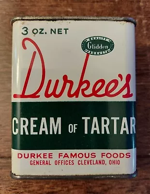 Vintage Durkee's Spice Tins Cream Of Tartar Durkee Famous Foods- Cleveland • $10
