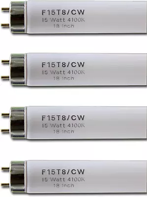 (4Pack 18Inch F15T8-CW 15W Cool White Fluorescent Light Bulb 4100K Straight  • $30.99