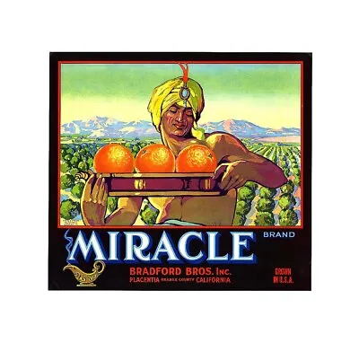  Miracle Brand Fruit Crate Label Poster Dream Bedroom • $16.79