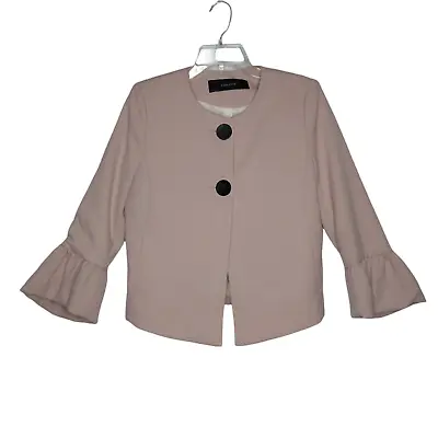 $12.60 • Buy Zara Blazer Jacket Women's Med Dusty Pink Chunky Button Front Bell Sleeve Lined