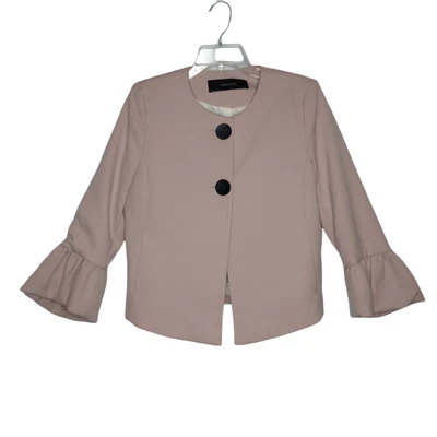 $12.60 • Buy Zara Blazer Jacket Women's Med Dusty Pink Chunky Button Front Bell Sleeve Lined