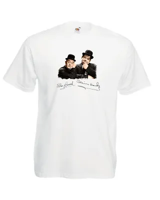 Laurel And Hardy Autograph T Shirt Keystone Cops Buster Keaton Charlie Chaplin • £13.95