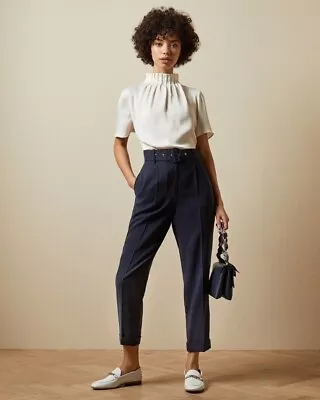 £120 • Buy Ted Baker Kamari Peg Leg Trousers With Belt Size 12 (3) - Brand New With Tags