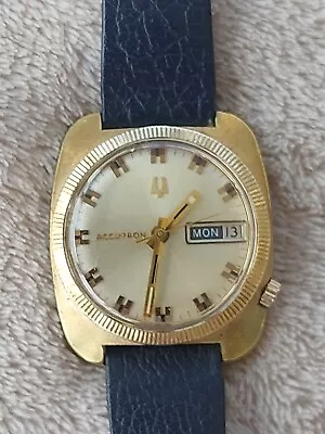 Vintage Bulova Accutron Mens Watch. Gold Plate. Day/date. Tuning Fork. Read!!! • £21