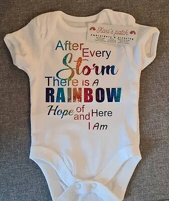 £5.25 • Buy After Every Storm There Is A Rainbow Baby Bodysuit In Holographic Rainbow Design