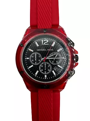 Michael Kors Mens Lennox Black Dial Translucent Red Watch NIB MK8960 • $109.99