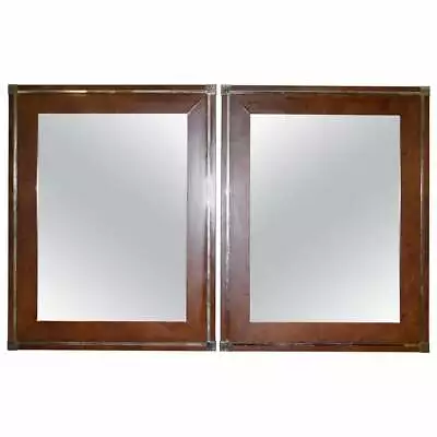 Matching Pair Of Mid Century Burr Walnut & Gold Plated Renato Zevi Wall Mirrors • £2000