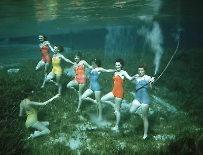 Kf11-137 1952 Weeki Wachee Springs Mermaid Ballet Orig 4 X 5 Color Transparency • $12