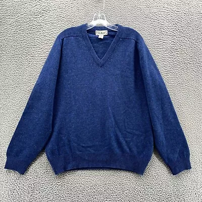 Vintage LL Bean Sweater Adult Medium Blue V Neck  Grandpa Golf Comfort Warm Mens • $34.85