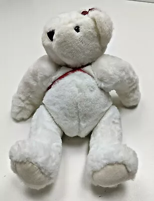 Vintage 1984 Vermont Teddy Bear Plush White Stuffed Animal Toy 14  Collectible • $17.95