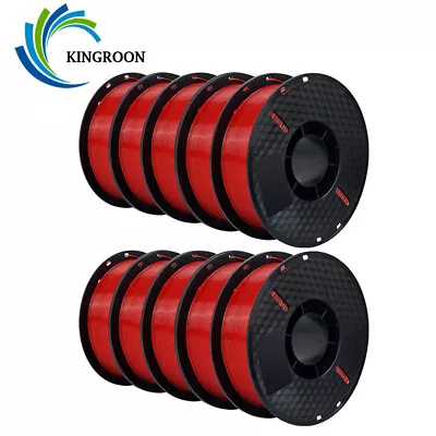 Kingroon 10KG 3D Printer Filament PETG 1.75mm Bundles Spool 10 Rolls 1KG Red Lot • $139.88