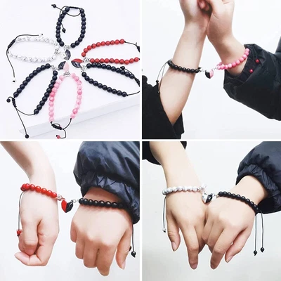 £6.05 • Buy 4Pieces Half Of Heart Attraction Matching Bracelet Magnetic Couple Necklace