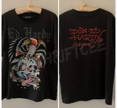 NWT L Don Ed Hardy Tattoo Flash T-shirt Large Eagle Skull Snake Street Style • $49.99