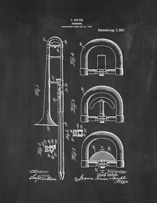 Trombone Patent Print Chalkboard • $11.46